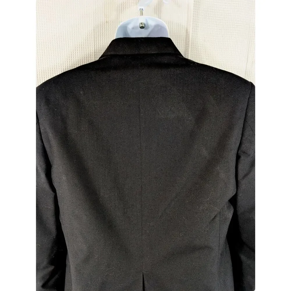 BARRY! LUXE BLACK SATIN LAPEL, ONE BUTTON FRONT TUXEDO JACKET! SIZE 38R